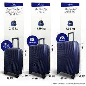 Harde, marineblauwe koffer, robuuste 8-wielige handbagagekoffer