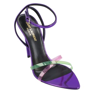 Saint Laurent Gippy Patentleren en Plexi Sandalen Paars