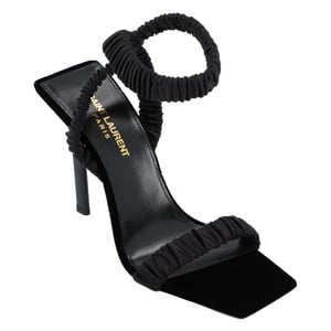Saint Laurent Pam Sandalen In Satijn Crepe Zwart