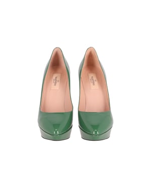 Valentino Platform Hakken in Groen Patentleer