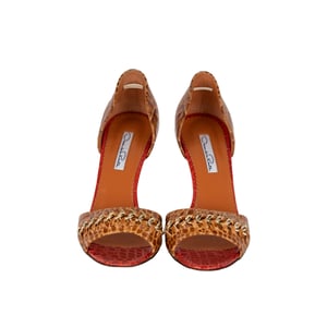 Oscar de la Renta Alligator Geëmbossede Leren Kettingband D'orsay Pumps - '10s