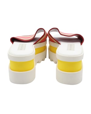 Stella McCartney Kleurblok Platform Slippers in Witte Faux Leer