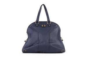 Yves Saint Laurent Navy Blauw Leren Oversized Muse Tas