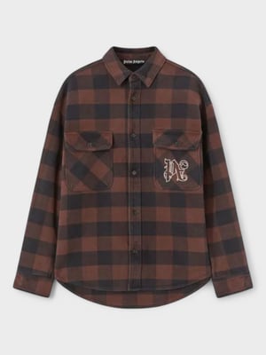 Palm Angels Ruitpatroon Overshirt 'Bruin/Off White'