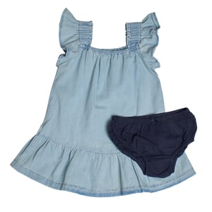 2-delige denim jurk en panty set 602112 voor babymeisjes