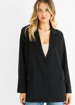 Zwarte oversized gedrapeerde blazer
