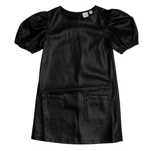 Jurk van imitatieleer met pofmouwen 786914 voor meisjes
