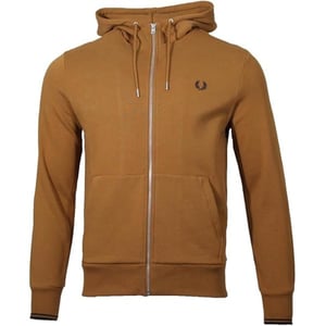 Fred Perry Donker Karamel Hoodie Met Rits