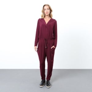 Lange sportieve jumpsuit met kap
