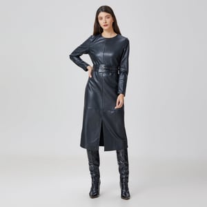 Pu jurk met lange mouwen