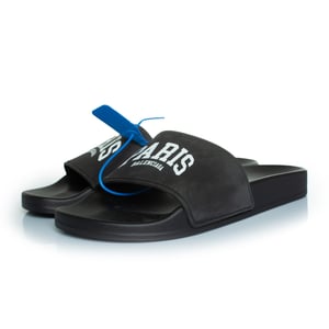 Balenciaga Pool slide Parijs print in zwart