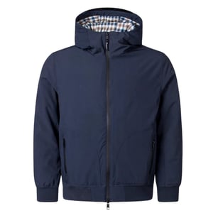 Aquascutum Heren Actieve Gevoerde Jas met Capuchon (Marineblauw)