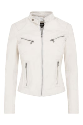 Dames wit casual slim-fit leren bikerjack - Tulsa