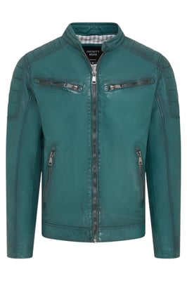 Heren Groen Modern Klassiek Leren Gewatteerd Bikerjack - Derry
