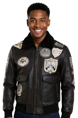 Heren True Black Top Gun A2 leren bomberjack - Perth