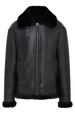 Heren zwarte Pilot B3 Flying Shearling schapenvacht WWII Bomber pilotenjack