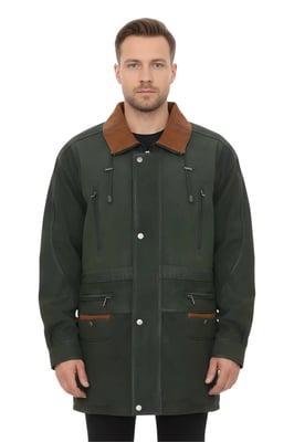 Heren groene nubuck leren parka jas - Gatton