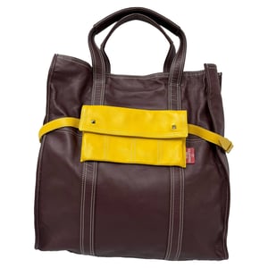 Valentino Garavani Kleurverloop Tote Bag in Bordeau en Gele Leer