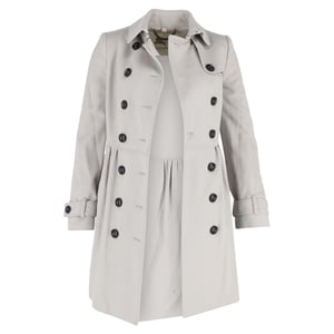 Burberry Dubbelgebreid Trenchcoat in Grijze Katoen