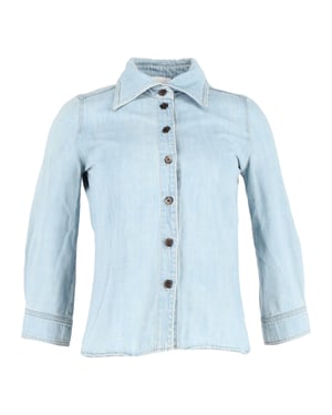 Chloe 3/4 Mouwen Blouse in Lichtblauw Denim