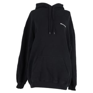 Balenciaga Logo Print Hoodie in Zwarte Katoen