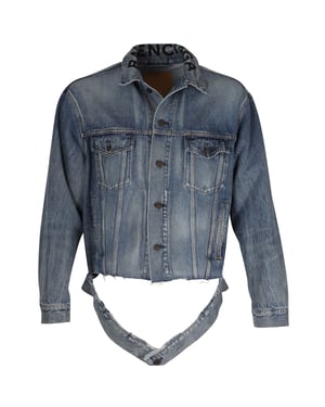 Balenciaga Raw Cut Hem Denim Jacket in Blauwe Katoen