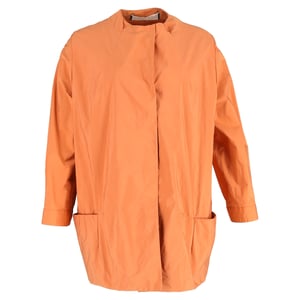 Marni Kraagloze Jas in Oranje Nylon