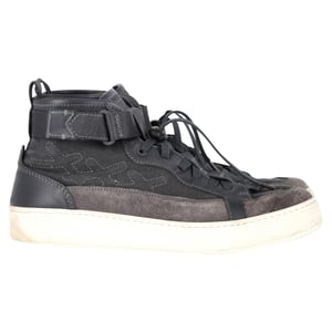 Ermenegildo Zegna Couture Hoge Sneakers van Zwart Canvas en Leer