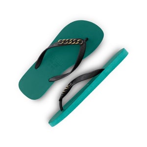 Gouden kleine teenslippers bosgroen