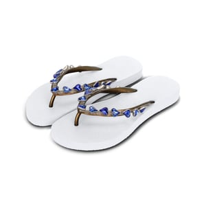 Hartvormige blauwe teenslippers wit