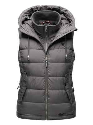 Marikoo dames gewatteerd vest – Taisaa, licht met capuchon & snackvak