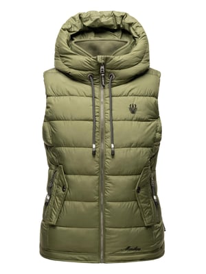 Marikoo dames gewatteerd vest – Taisaa, licht met capuchon & snackvak