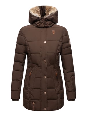 Marikoo dames winterjas met capuchon & imitatiebont voering