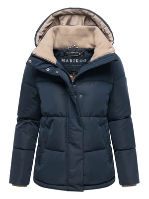 Marikoo dames gewatteerde jas Omariaa met colorblock & afneembare capuchon