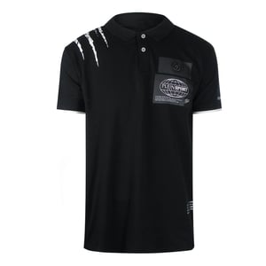 Plein Sport Scratched Shoulder Zwart Poloshirt