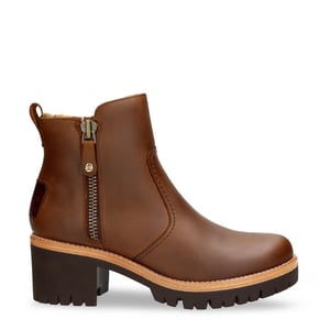Panama Jack Pauline B9 Bark waterdichte leren enkellaarsjes met hak voor dames