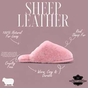 Dames schapenvacht pantoffels roze warme winterbont muiltje - Aurora