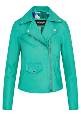 Dames Aqua Blue Classic Brando Biker leren jack - Broome