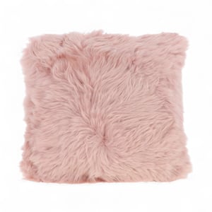 Echte schapenvacht roze 40x40cm echt wol enkelzijdig kussen