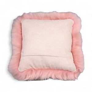 Echte schapenvacht roze 40x40cm echt wol enkelzijdig kussen