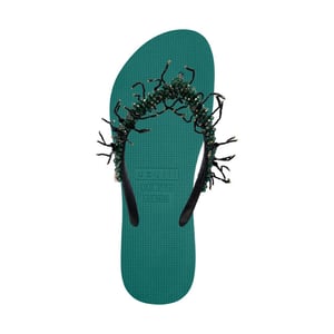 Bahia zwarte teenslippers bosgroen