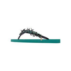 Bahia zwarte teenslippers bosgroen
