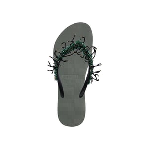 Bahia zwarte teenslippers legergroen