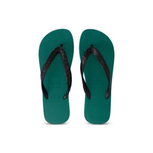 Python zwarte teenslippers bosgroen