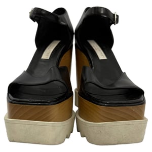 Stella McCartney Platform Elyse Wedge Sandalen in Zwart Leer
