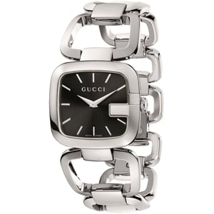 Gucci YA125407 G Horloge van roestvrij staal met zwarte wijzerplaat voor dames