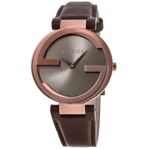 Gucci Vrouwen YA133309 In elkaar grijpende G Bruin Wijzerplaat Luxe Horloge