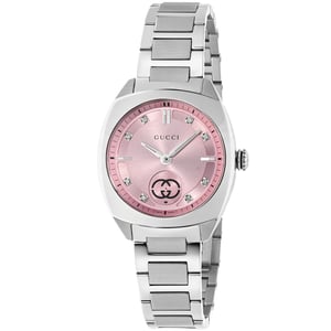 Gucci In elkaar grijpende Quartz dameshorloge 29mm - Elegant Zilverkleurig Timepiece