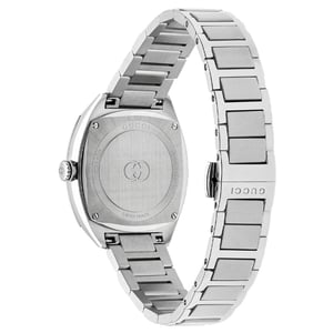 Gucci In elkaar grijpende Quartz dameshorloge 29mm - Elegant Zilverkleurig Timepiece