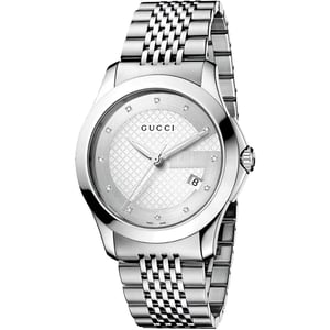 Gucci G-Timeless YA126404 Herenhorloge met Zilveren Wijzerplaat